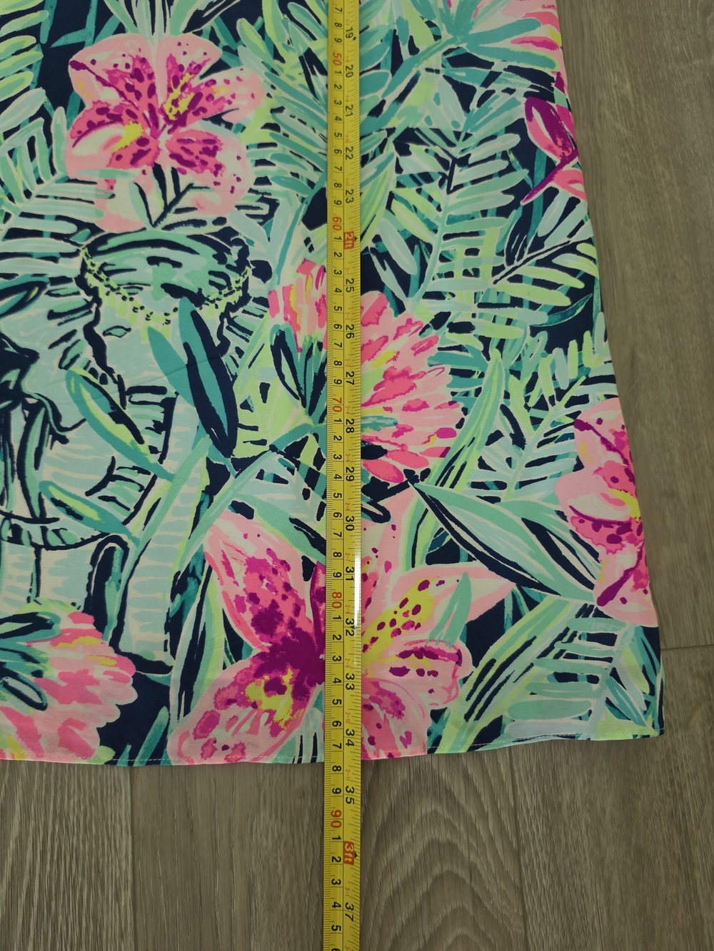 Lilly Pulitzer Navy Silk Mini Dress with Teal and Pink Floral Print - Picture 7 of 7